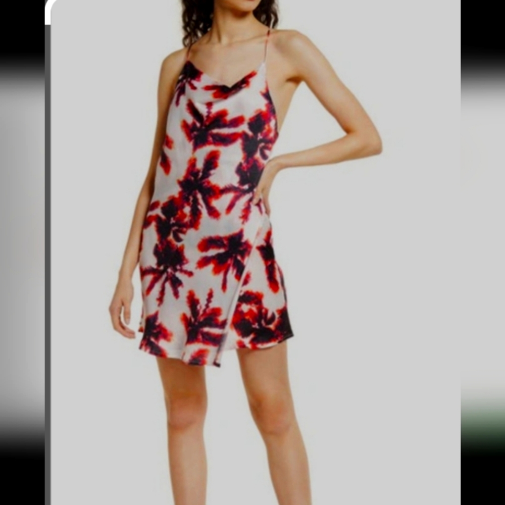 Palm Print Mini Slip Dress